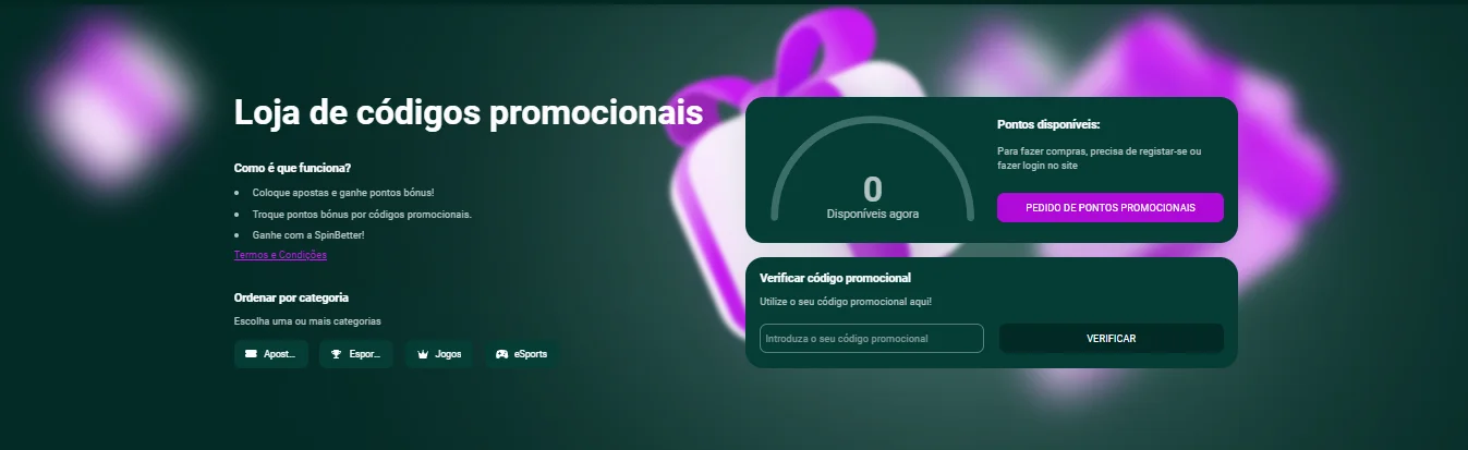 SpinBetter códigos promocionais SpinBetter códigos promocionais